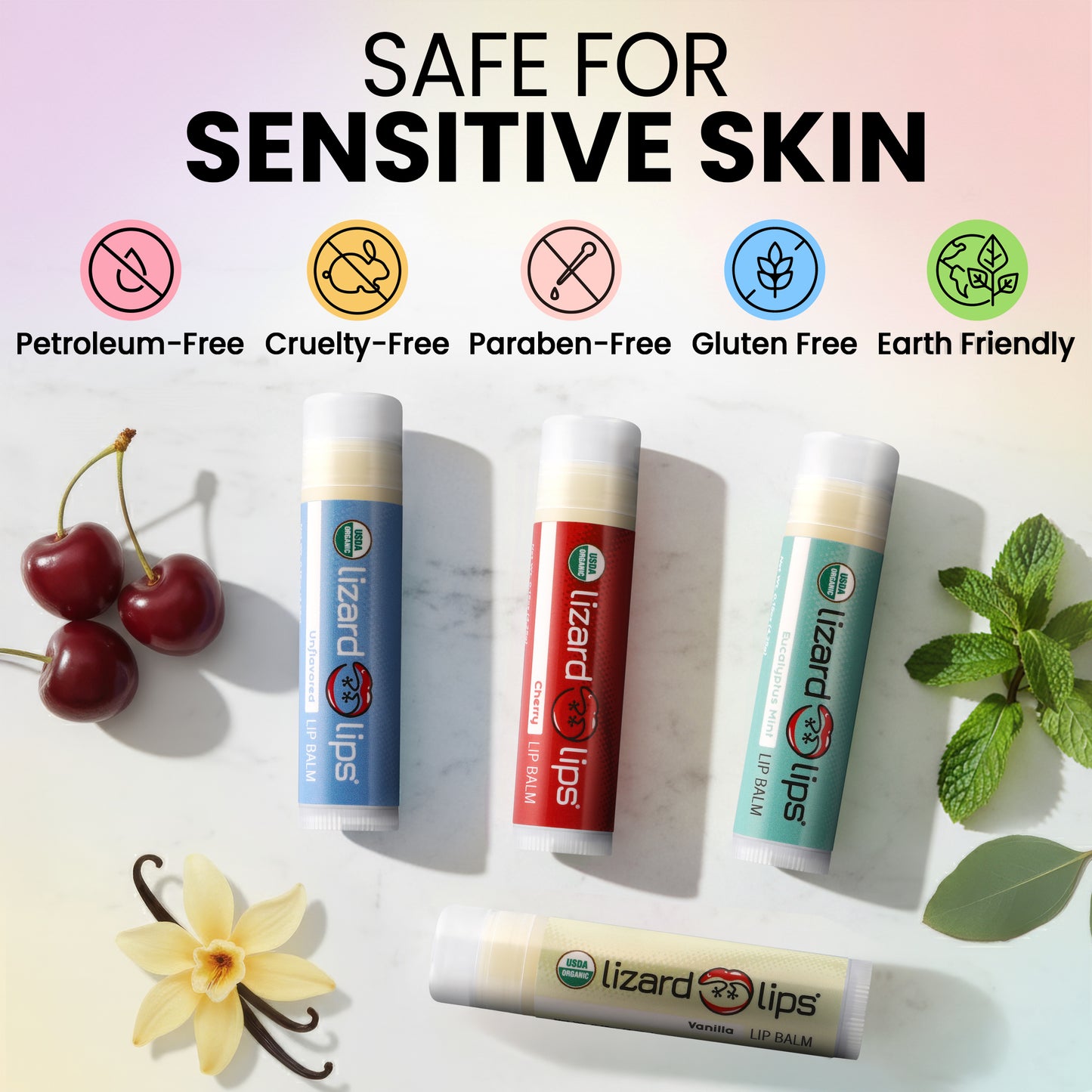 Organic Lip Balms (USDA Certified) - 4 Packs