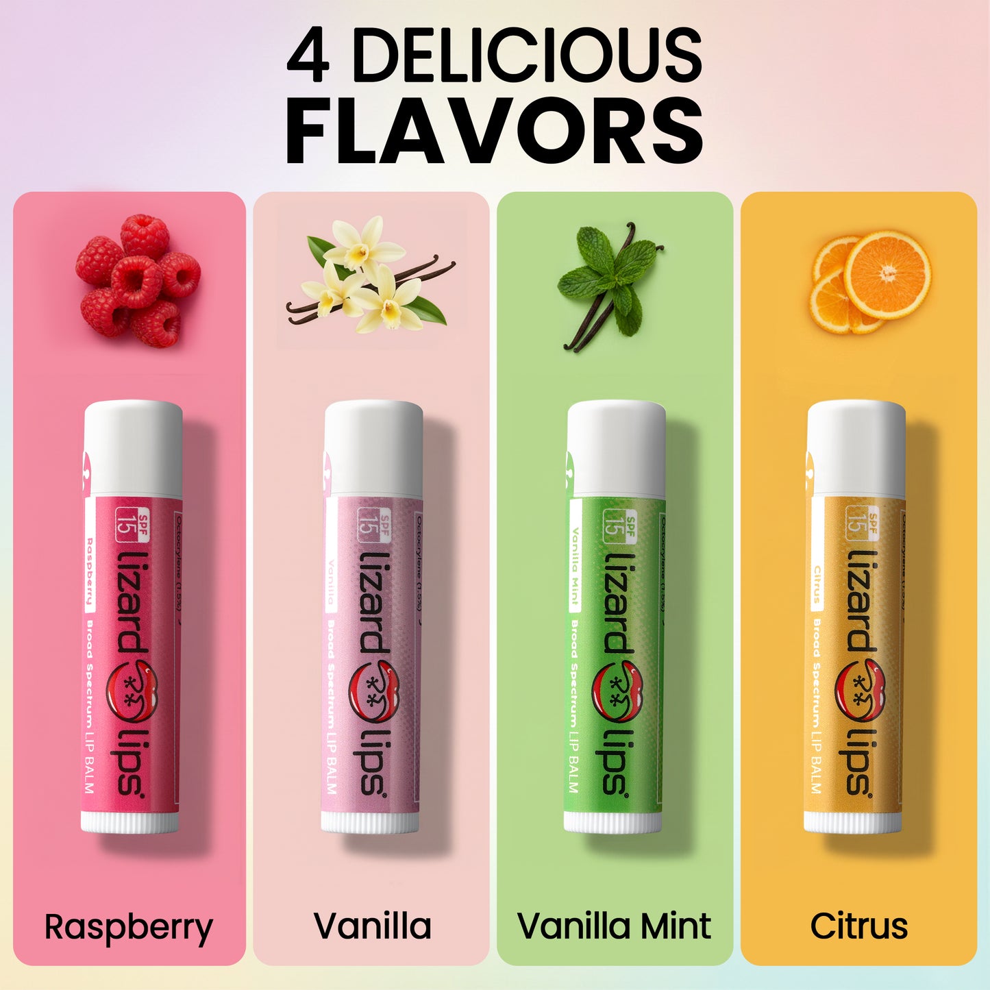 SPF 15 Lip Balms - 4 Packs